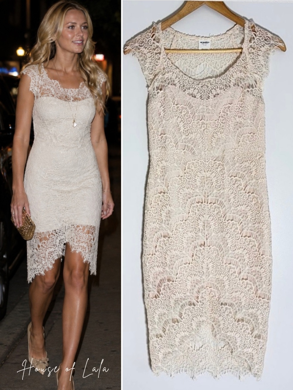 Free People Cream White Lace Midi Dress XS – Romantic Boho Sheer Hem Feminine